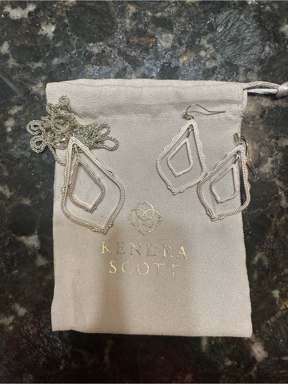 Kendra Scott Silver Layered Geometric Necklace and Earring Set